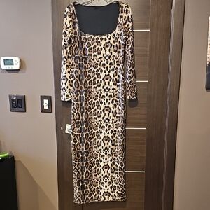 Leopard Print Long Sleeve Dress